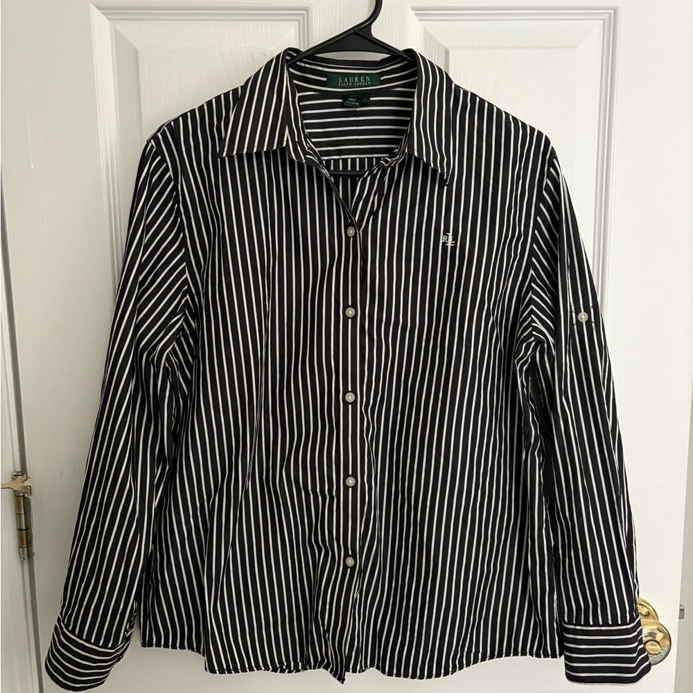 Ralph Lauren Black and White Striped Women’s Shirt